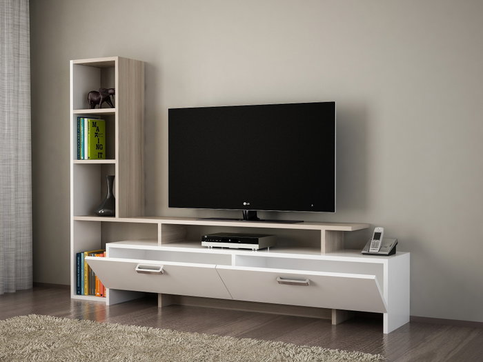 Hanah Home Mueble de TV Şimal - Blanco y Cordoba Hanah Home Mueble de TV Şimal - Blanco y Cordoba